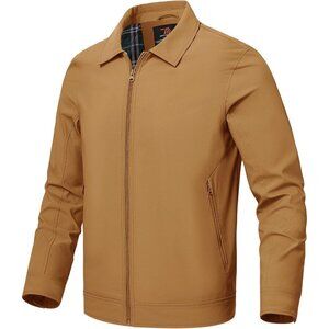 Men's Stylish Jackets Lightweight 01 Tan Coat Front Closure Zip Up Pockets
